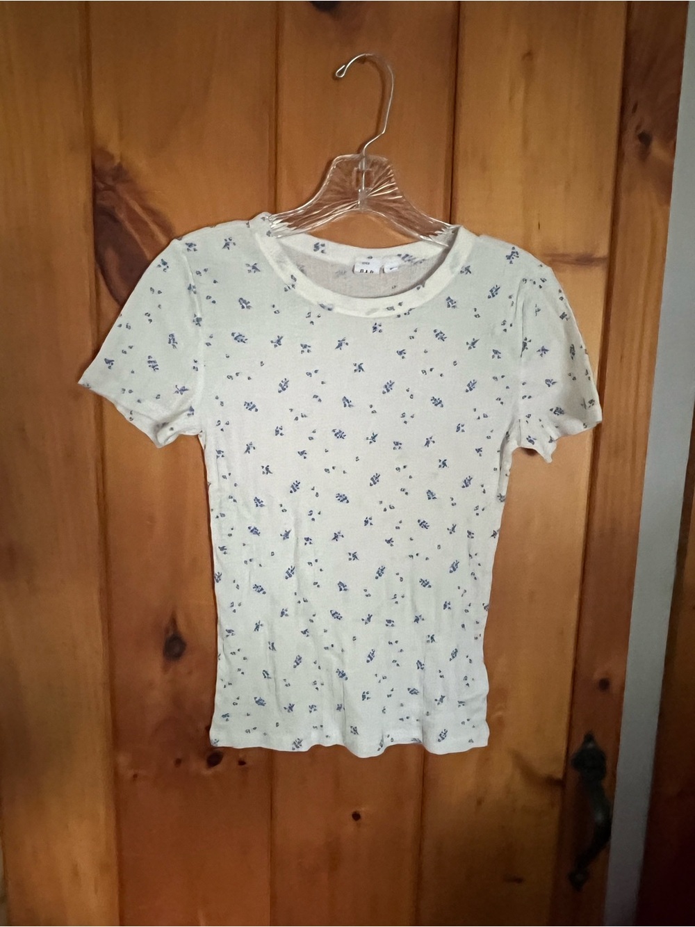 GAP Cream Short-Sleeve Tee with Blue Floral Print